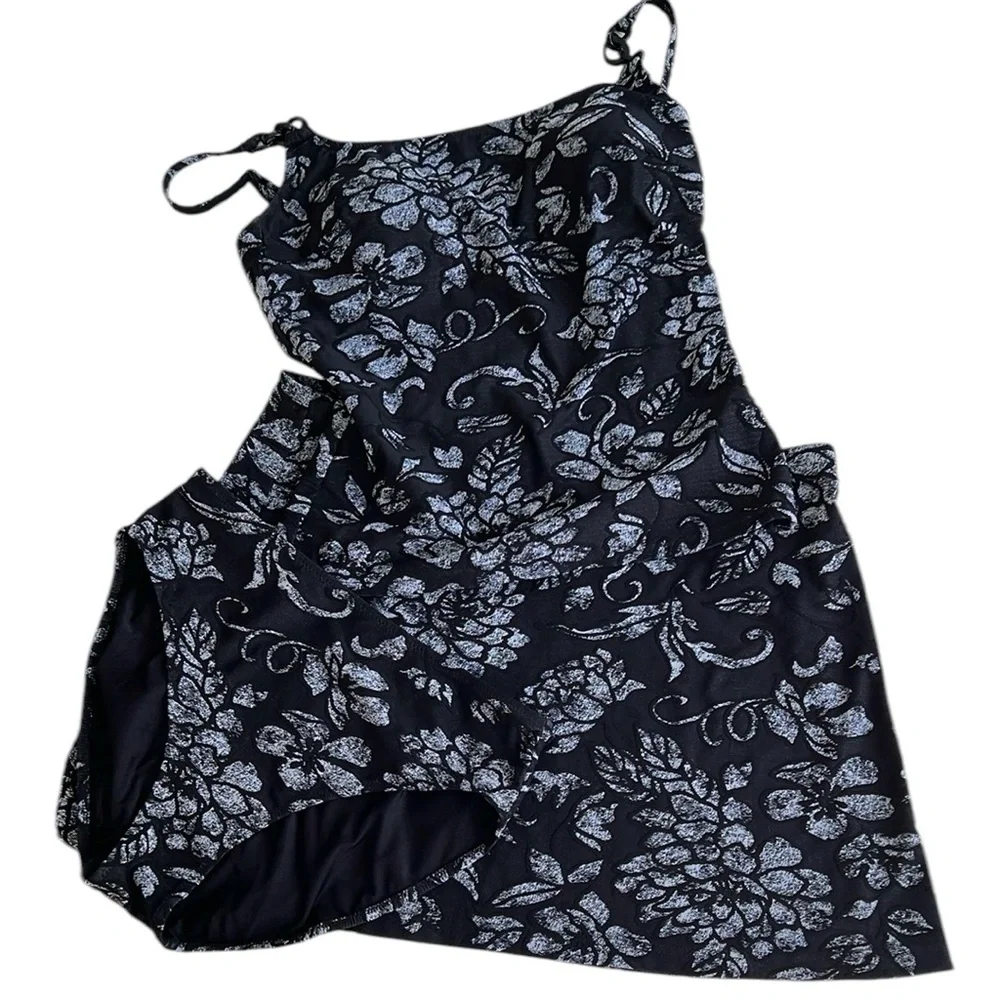Gottex Vintage Abstract Floral Tankini Swimsuit Size 12 w/Matching Skirt Size L - Picture 3 of 12